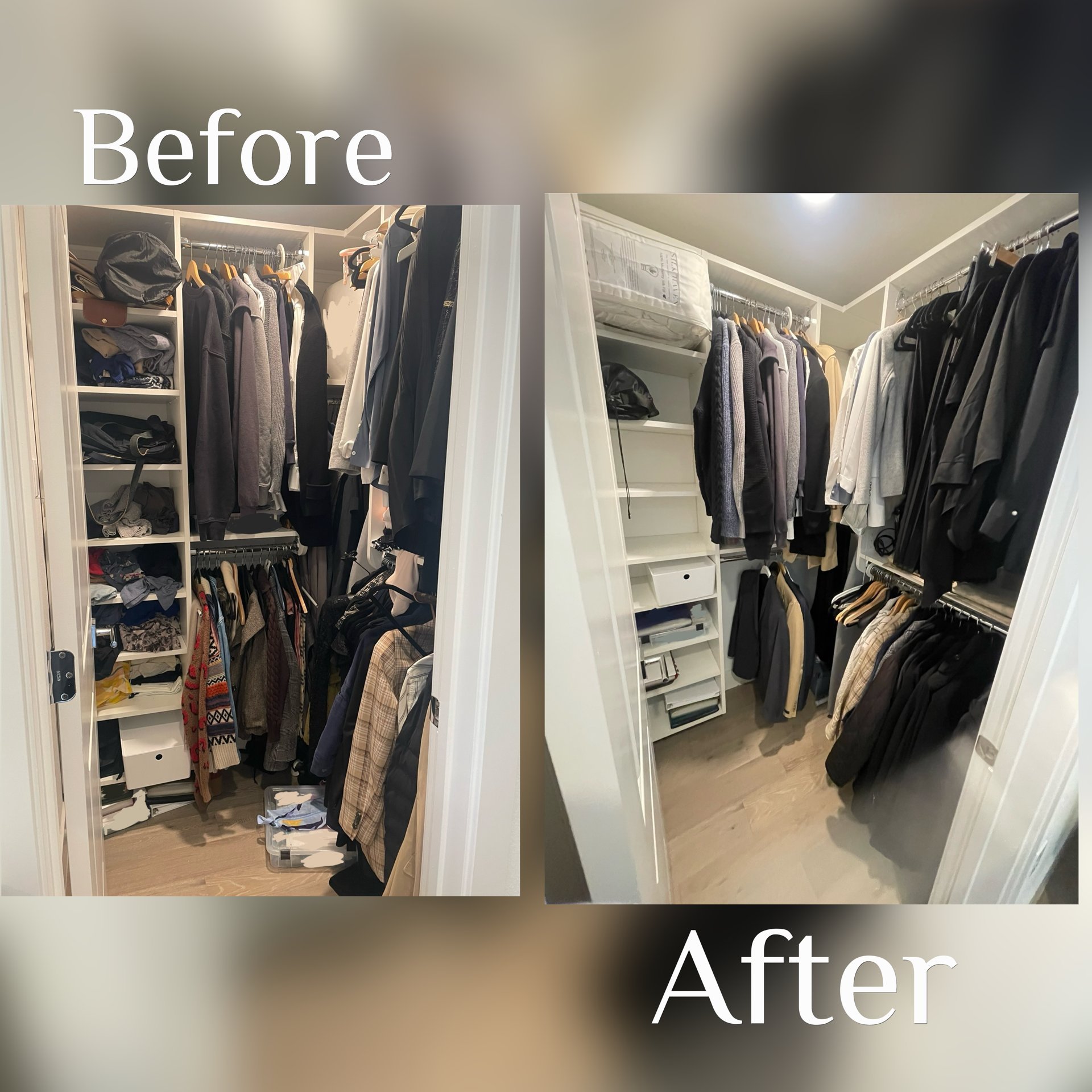 Closet before and after wardrobe organization